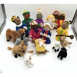Creation Station Famous Be'an Collectible Plush 18‎ Piece Nativity Set Rare Find